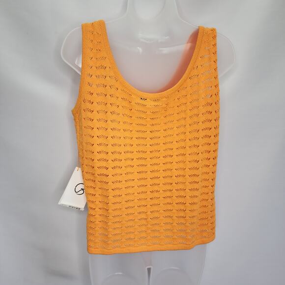 St. John Orange Round Neck Shell Tank Top Wool Blend Sweater Size Medium - Picture 2 of 5